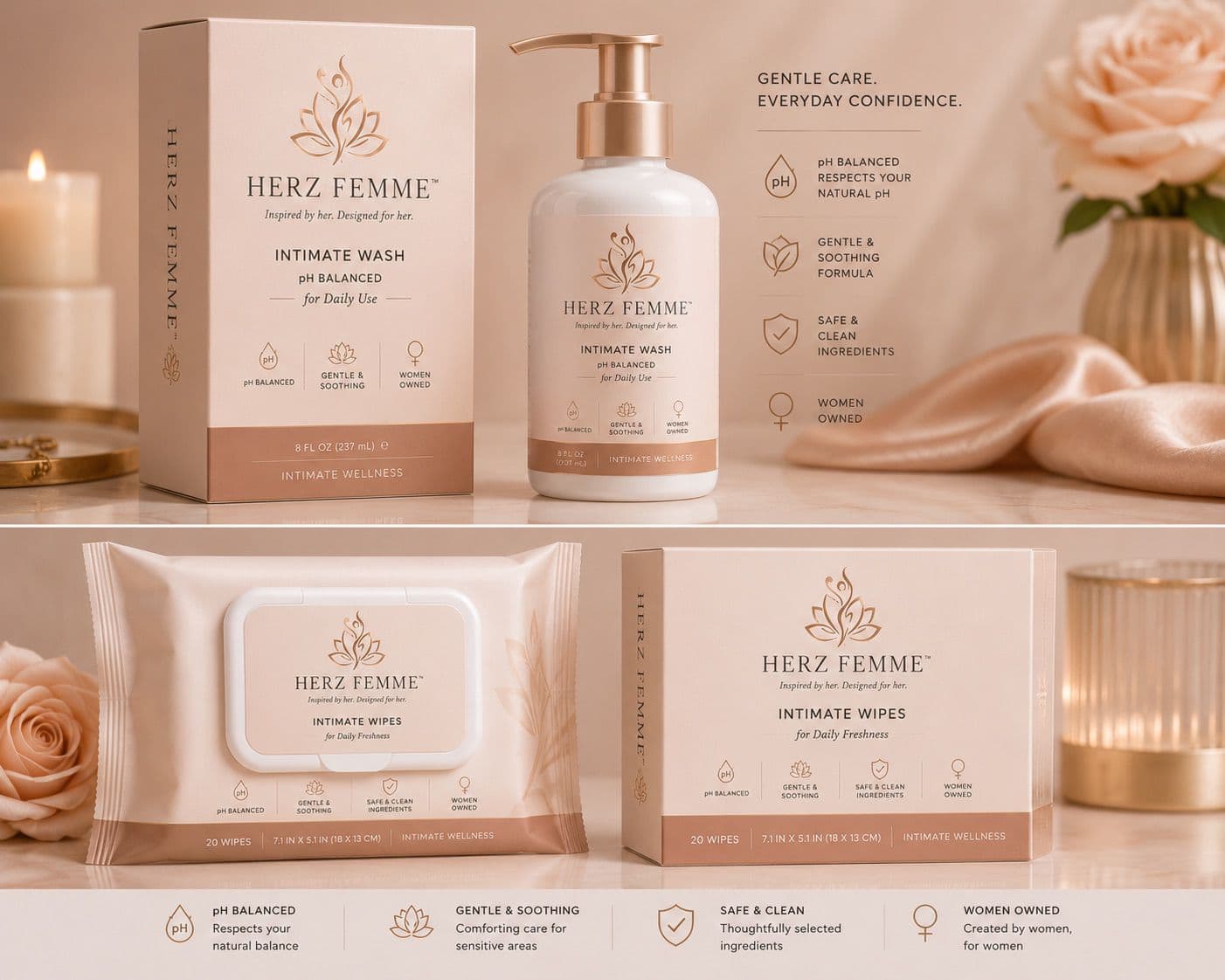 Herz Femme Feminine Wipes pack and box